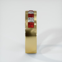 14K Yellow Gold Ruby and Diamond Men's Wedding Band Image