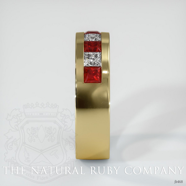 14K Yellow Gold Diamond and Ruby Men's Wedding Band