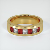 18K Yellow Gold Ruby and Diamond Men's Wedding Band Video
