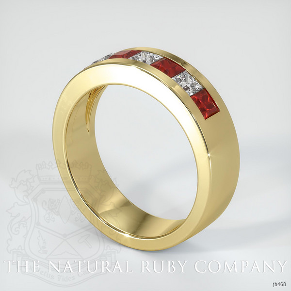 18K Yellow Gold Diamond and Ruby Men's Wedding Band