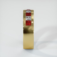 18K Yellow Gold Ruby and Diamond Men's Wedding Band Image