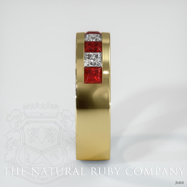 18K Yellow Gold Ruby and Diamond Men's Wedding Band