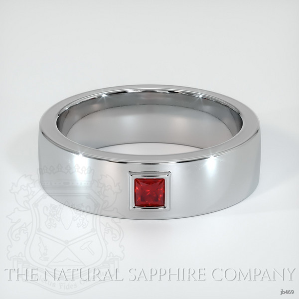 Platinum 950 Ruby Men's Wedding Band