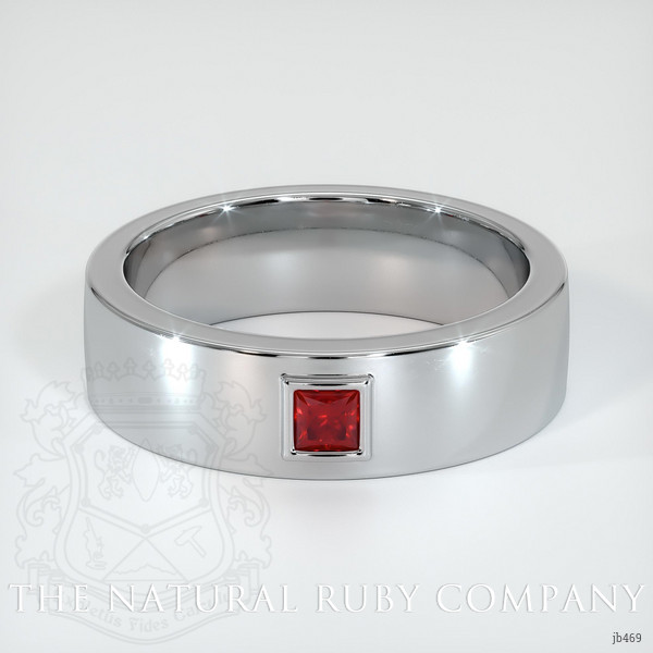 14K White Gold Ruby Men's Wedding Band