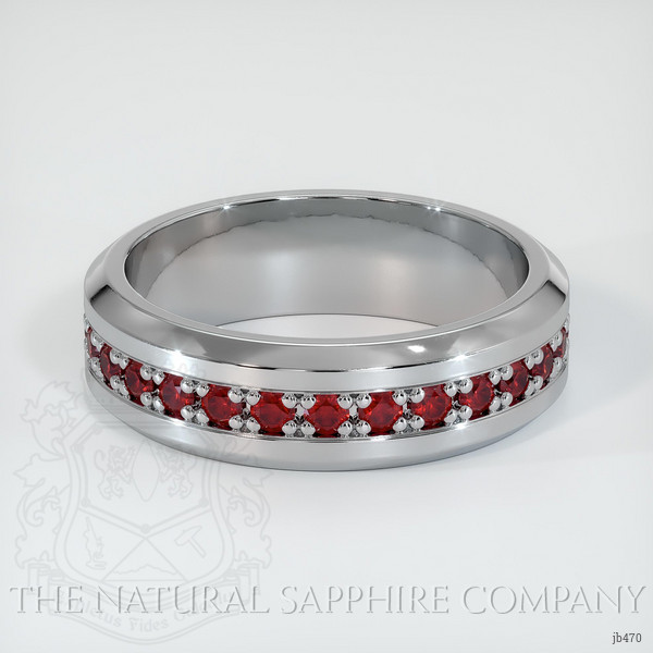 14K White Gold Ruby Men's Wedding Band