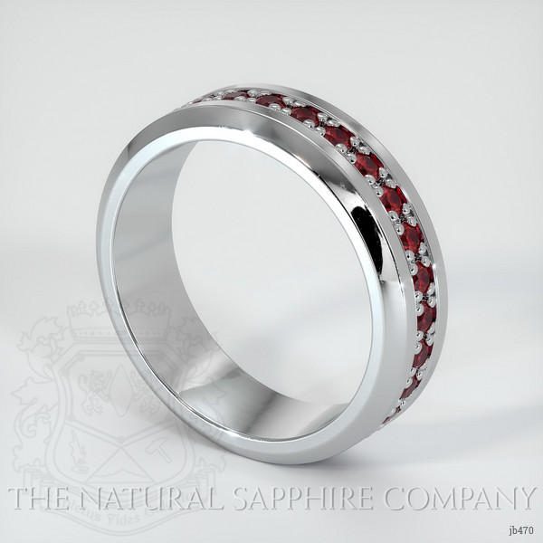 14K White Gold Ruby Men's Wedding Band
