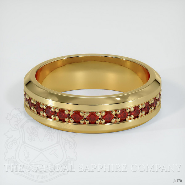 18K Yellow Gold Ruby Men's Wedding Band