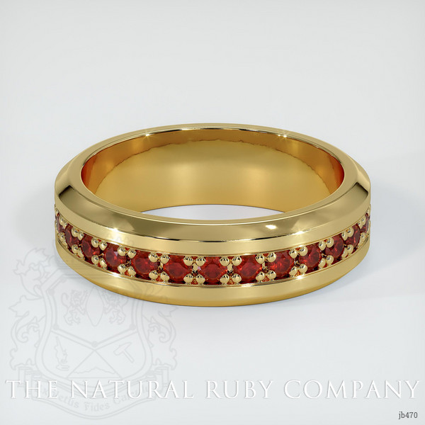 18K Yellow Gold Ruby Men's Wedding Band
