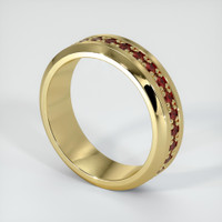 18K Yellow Gold Ruby Men's Wedding Band Image