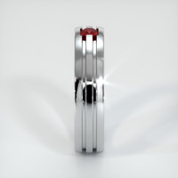 14K White Gold Ruby Men's Wedding Band Image