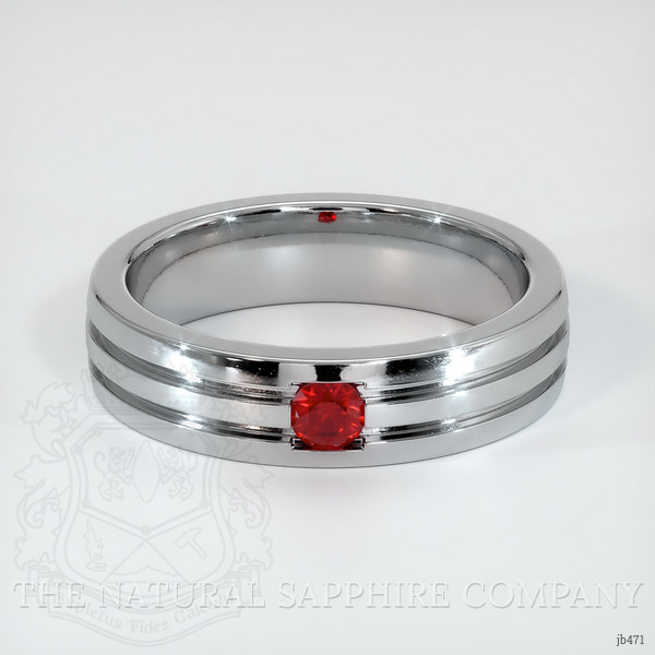 18K White Gold Ruby Men's Wedding Band