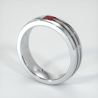 18K White Gold Ruby Men's Wedding Band Image