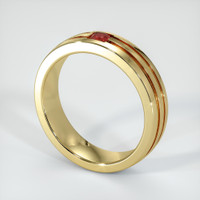 18K Yellow Gold Ruby Men's Wedding Band Image