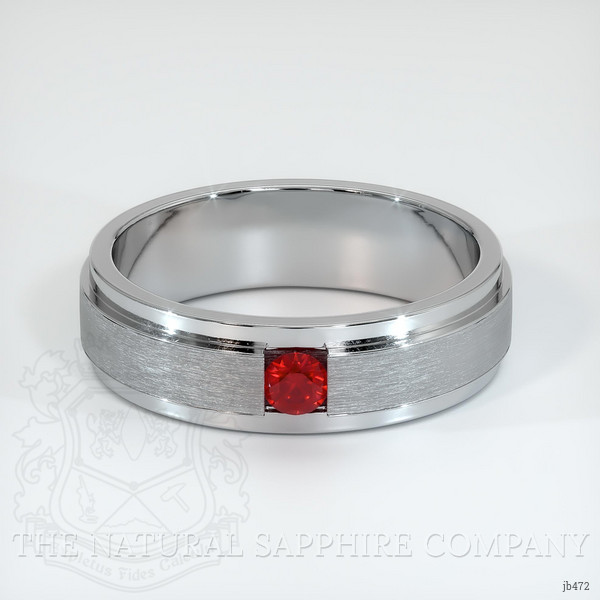 Platinum 950 Ruby Men's Wedding Band