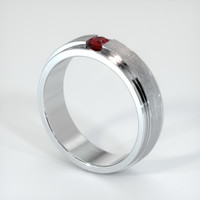 14K White Gold Ruby Men's Wedding Band Image