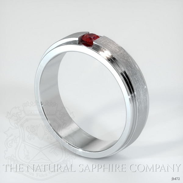 14K White Gold Ruby Men's Wedding Band
