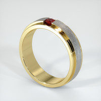 18K Yellow Gold Ruby Men's Wedding Band Image