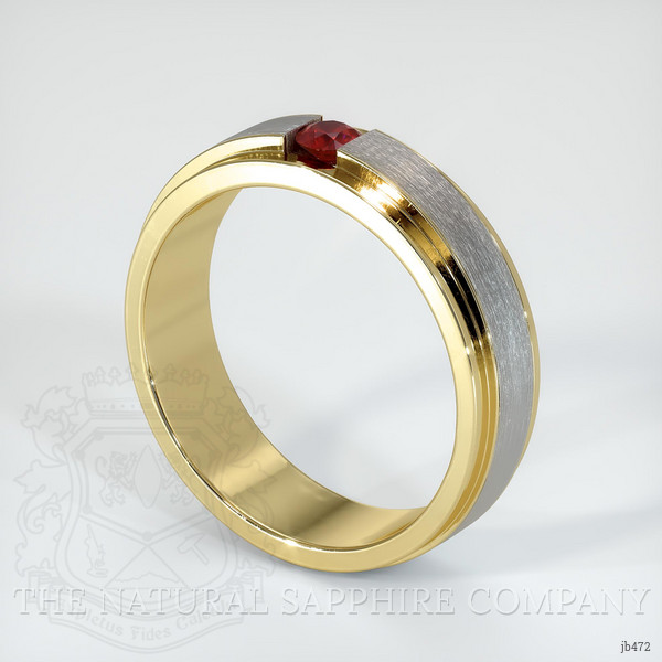 18K Yellow Gold Ruby Men's Wedding Band