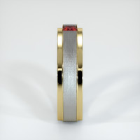 18K Yellow Gold Ruby Men's Wedding Band Image