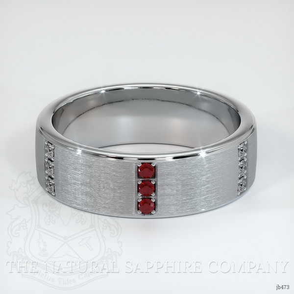 Platinum 950 Ruby and Diamond Men's Wedding Band