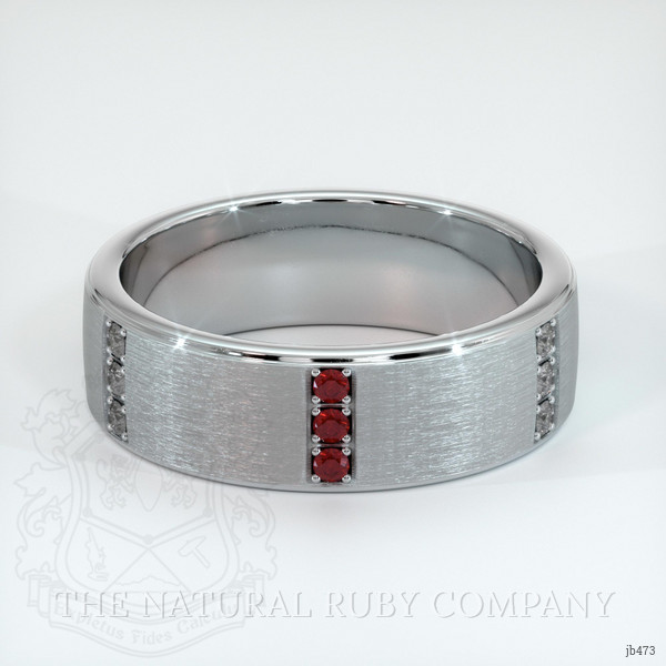 Platinum 950 Ruby and Diamond Men's Wedding Band