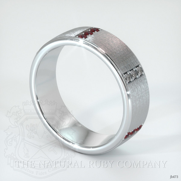 Platinum 950 Ruby and Diamond Men's Wedding Band
