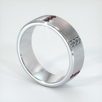 14K White Gold Ruby and Diamond Men's Wedding Band Image