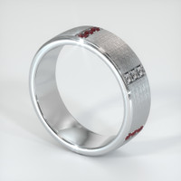 14K White Gold Ruby and Diamond Men's Wedding Band Image