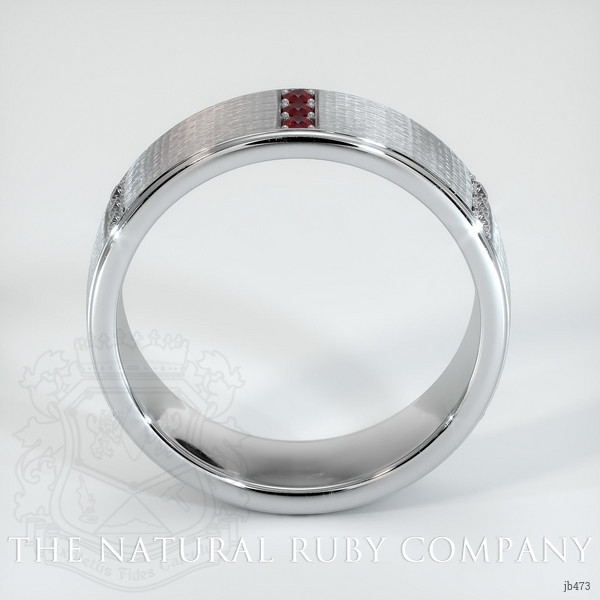 14K White Gold Diamond and Ruby Men's Wedding Band