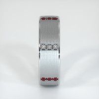 14K White Gold Diamond and Ruby Men's Wedding Band Image