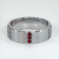 18K White Gold Diamond and Ruby Men's Wedding Band Video