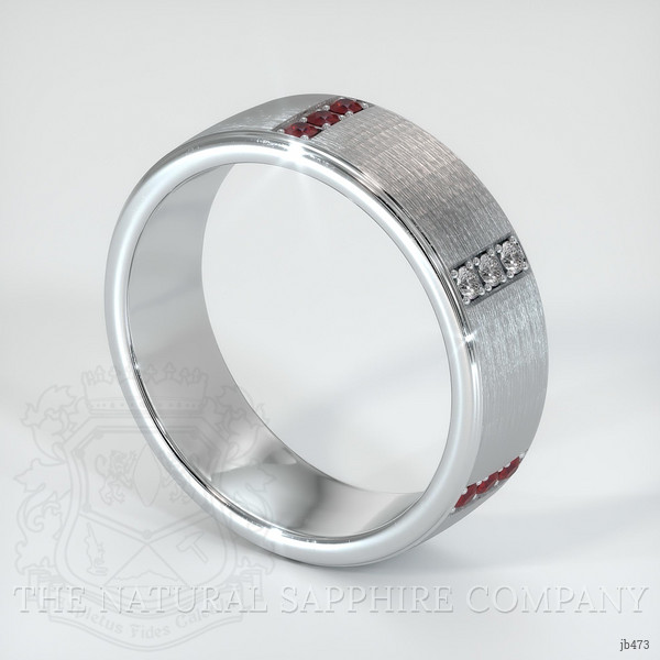 18K White Gold Ruby and Diamond Men's Wedding Band