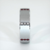 18K White Gold Ruby and Diamond Men's Wedding Band Image