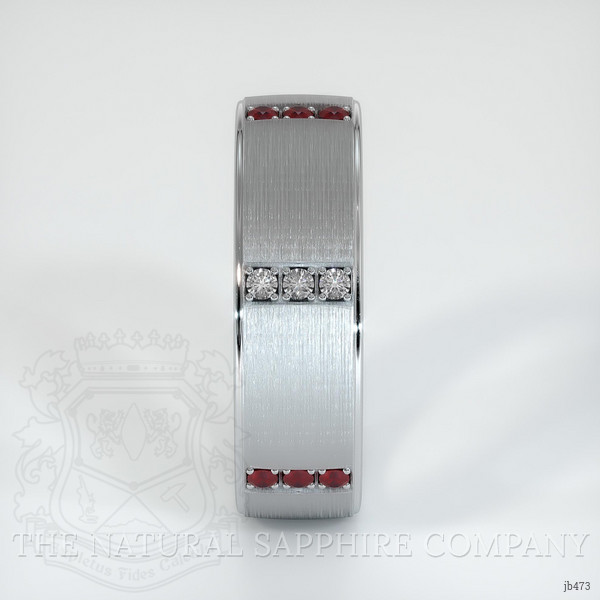 18K White Gold Ruby and Diamond Men's Wedding Band