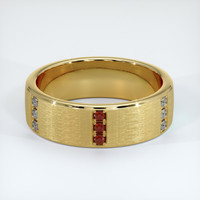 14K Yellow Gold Ruby and Diamond Men's Wedding Band Video