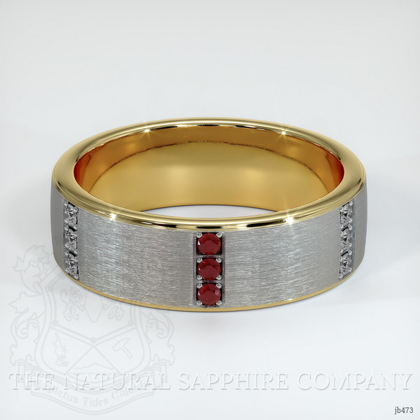 14K Yellow Gold Ruby and Diamond Men's Wedding Band