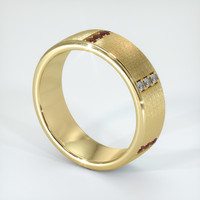 14K Yellow Gold Ruby and Diamond Men's Wedding Band Image