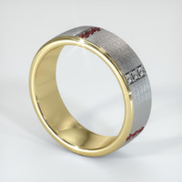 14K Yellow Gold Ruby and Diamond Men's Wedding Band Image