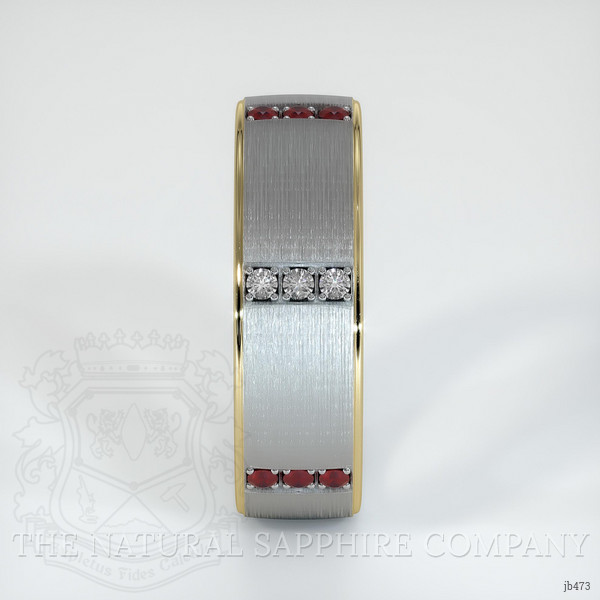 14K Yellow Gold Ruby and Diamond Men's Wedding Band