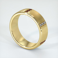 18K Yellow Gold Ruby and Diamond Men's Wedding Band Image