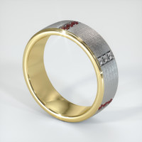 18K Yellow Gold Diamond and Ruby Men's Wedding Band Image