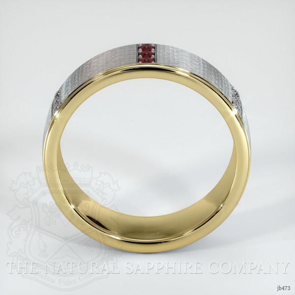 18K Yellow Gold Ruby and Diamond Men's Wedding Band