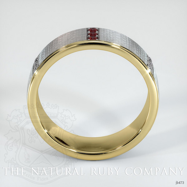 18K Yellow Gold Diamond and Ruby Men's Wedding Band
