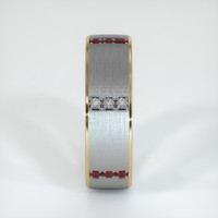 18K Yellow Gold Diamond and Ruby Men's Wedding Band Image