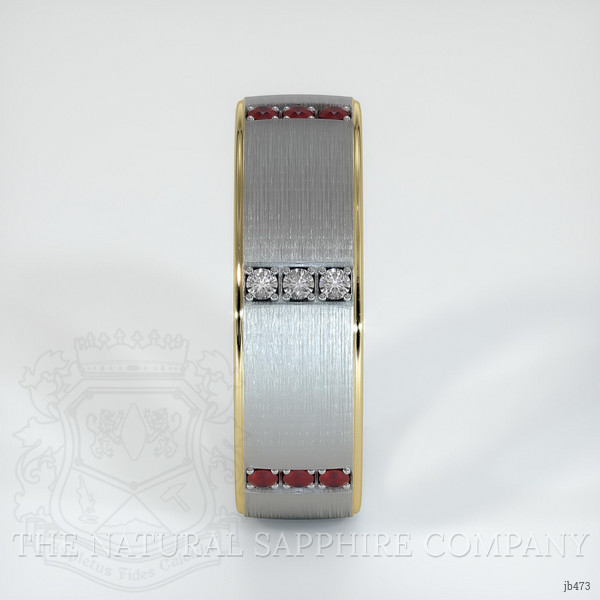 18K Yellow Gold Ruby and Diamond Men's Wedding Band