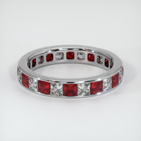 Platinum 950 White Sapphire and Ruby Eternity Wedding Band Video