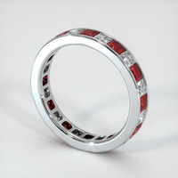 Platinum 950 White Sapphire and Ruby Eternity Wedding Band Image