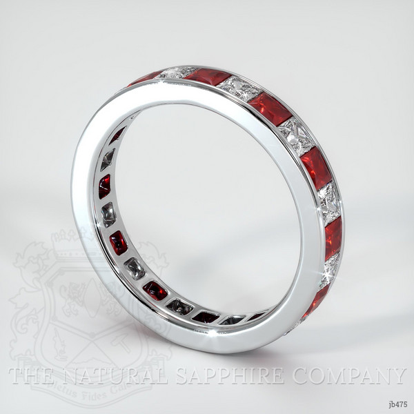 Platinum 950 White Sapphire and Ruby Eternity Wedding Band
