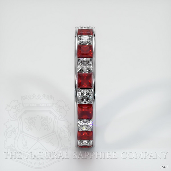 Platinum 950 White Sapphire and Ruby Eternity Wedding Band