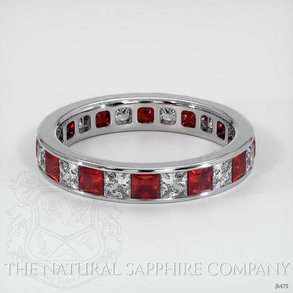 18K White Gold White Sapphire and Ruby Eternity Wedding Band